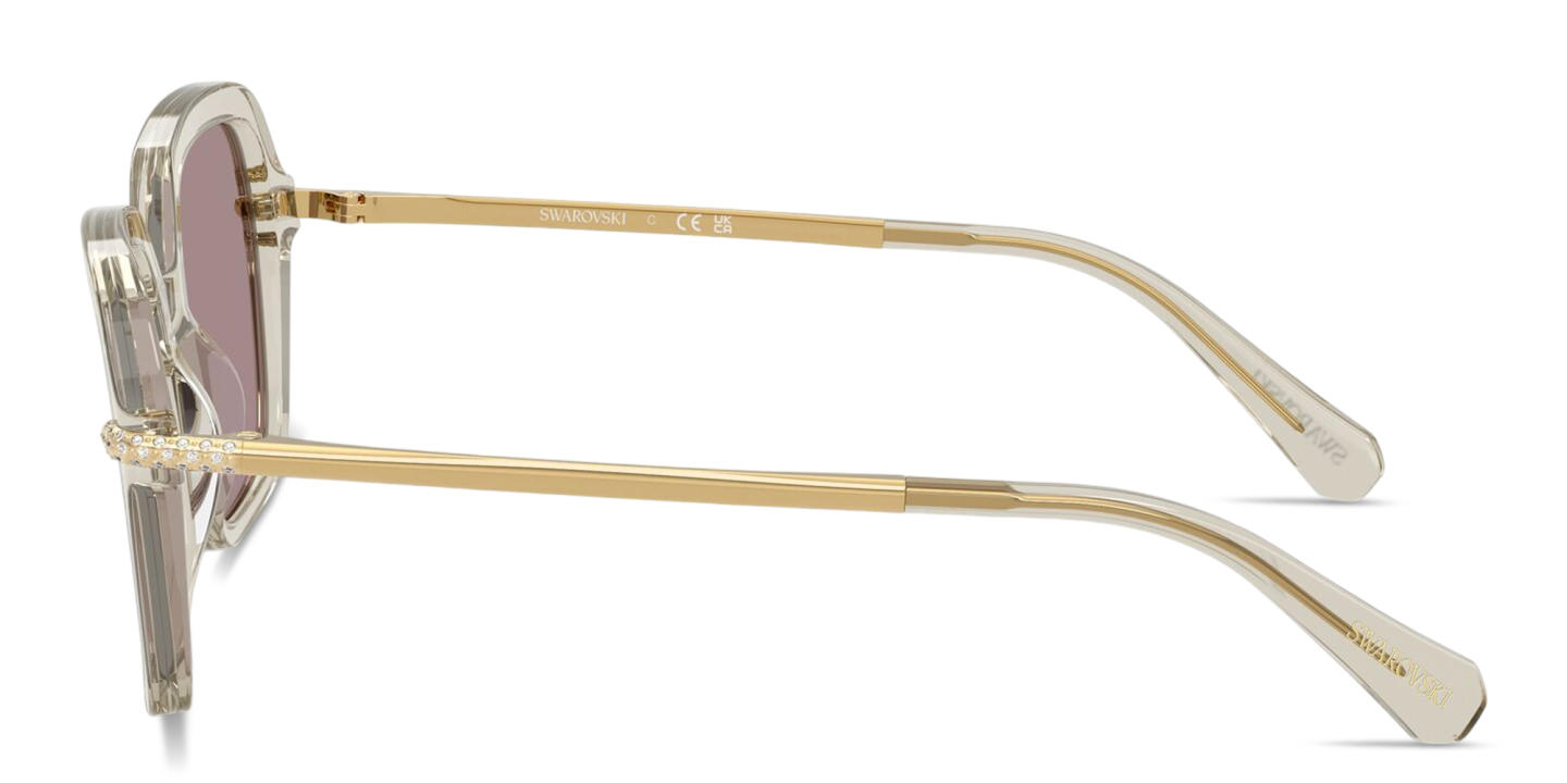Shop Swarovski Crystal Irregular Sunglasses in Transparent Beige online.
