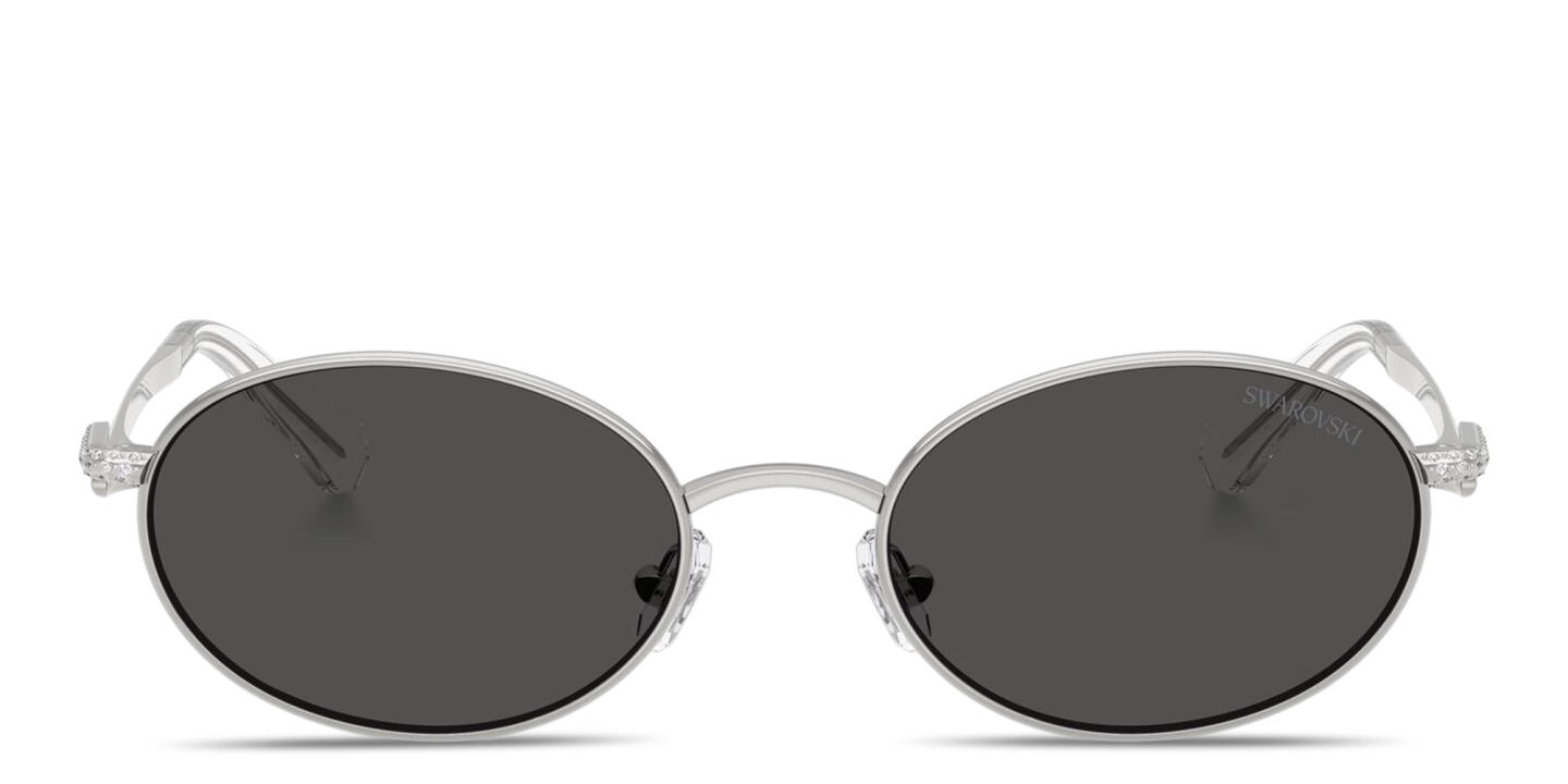 Shop Swarovski Crystal Oval Sunglasses in Silver online.