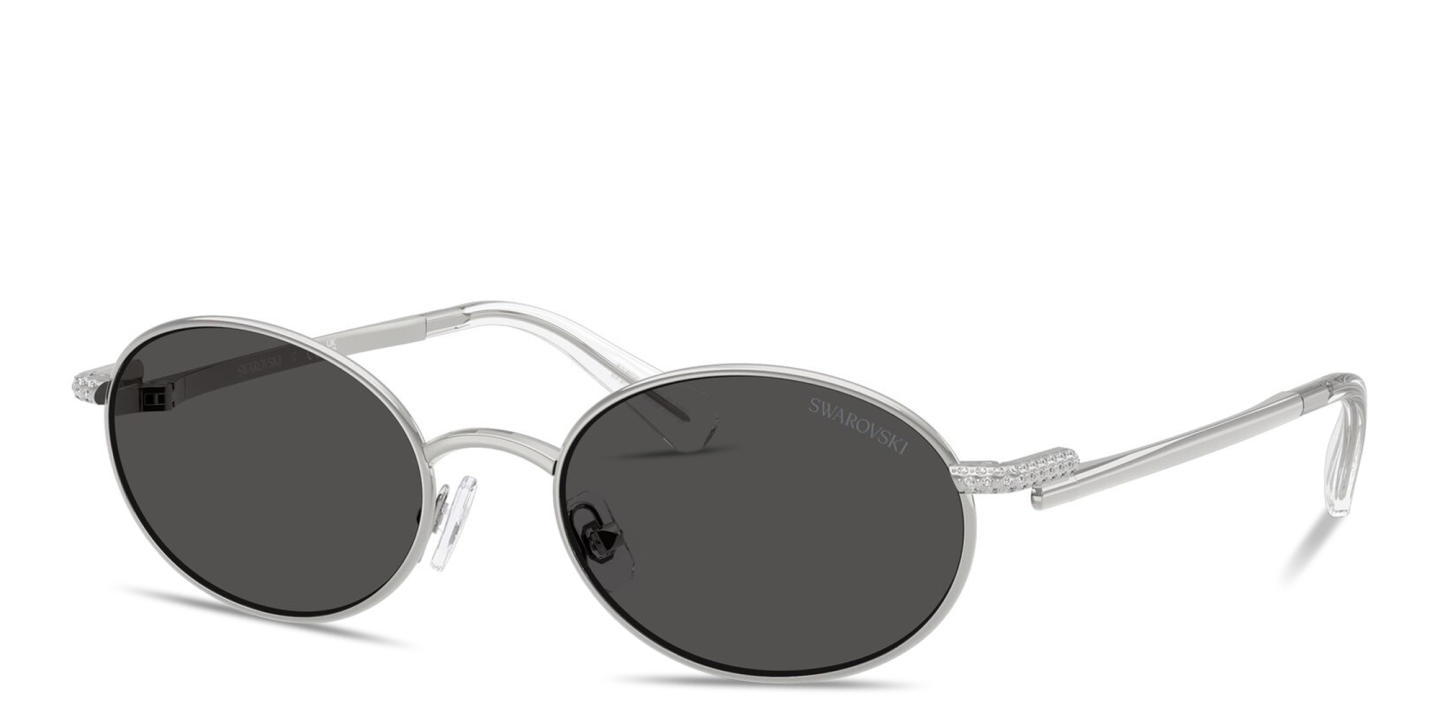 Shop Swarovski Crystal Oval Sunglasses in Silver online.