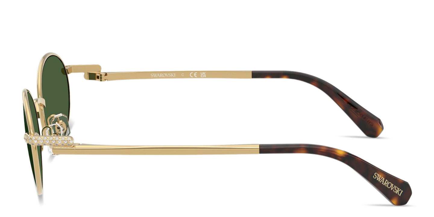 Shop Swarovski Crystal Oval Sunglasses in Gold online.