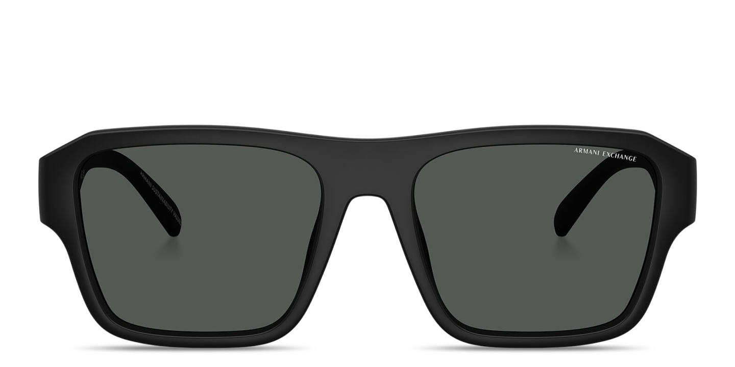 Shop Armani Exchange A|X Logo Square Sunglasses in Matte Black online.