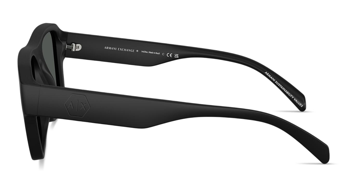Shop Armani Exchange A|X Logo Square Sunglasses in Matte Black online.