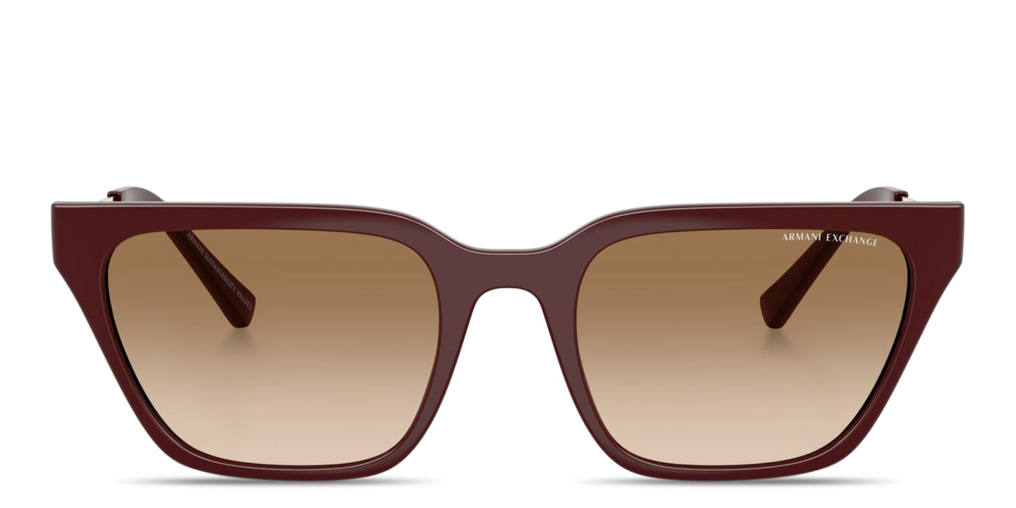 Shop Armani Exchange Logo Print Cat-Eye Sunglasses in Bordeaux online.