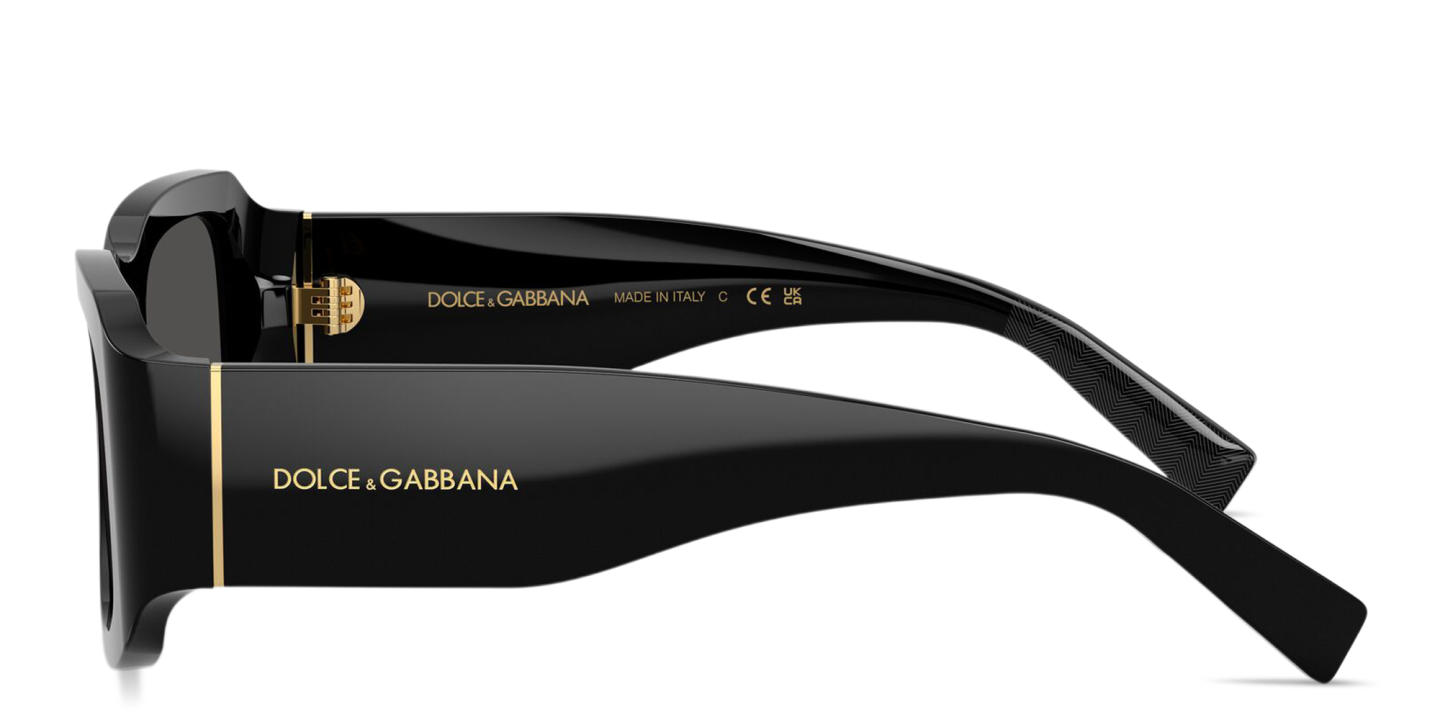 Shop Dolce & Gabbana Logo Print Rectangle Sunglasses in Black online.