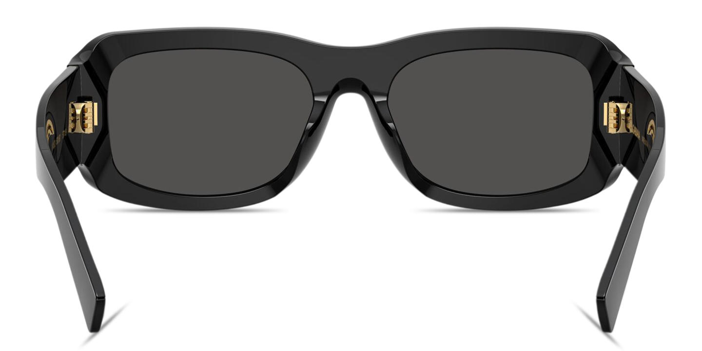 Shop Dolce & Gabbana Logo Print Rectangle Sunglasses in Black online.