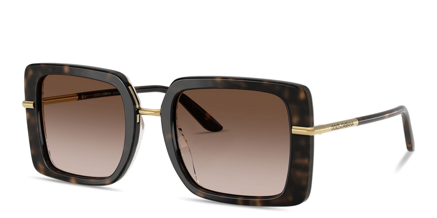 Dolce & Gabbana Engraved Logo Oversized Square Sunglasses in Havana – Product Photo 1