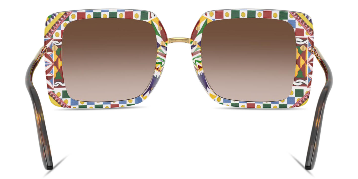 Shop Dolce & Gabbana Engraved Logo Oversized Square Sunglasses in Havana online.