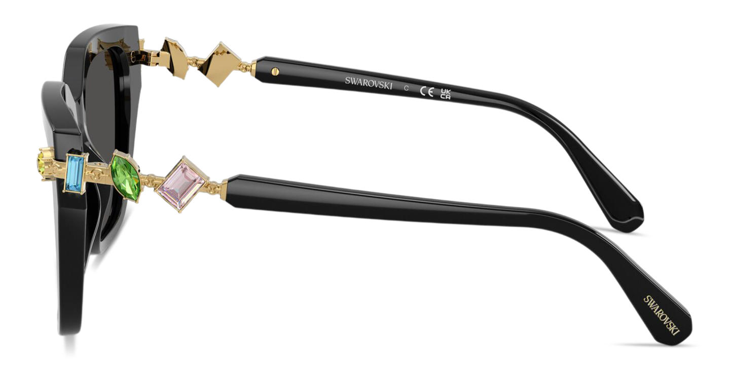 Shop Swarovski Crystal-Embellished Irregular Sunglasses in Black online.