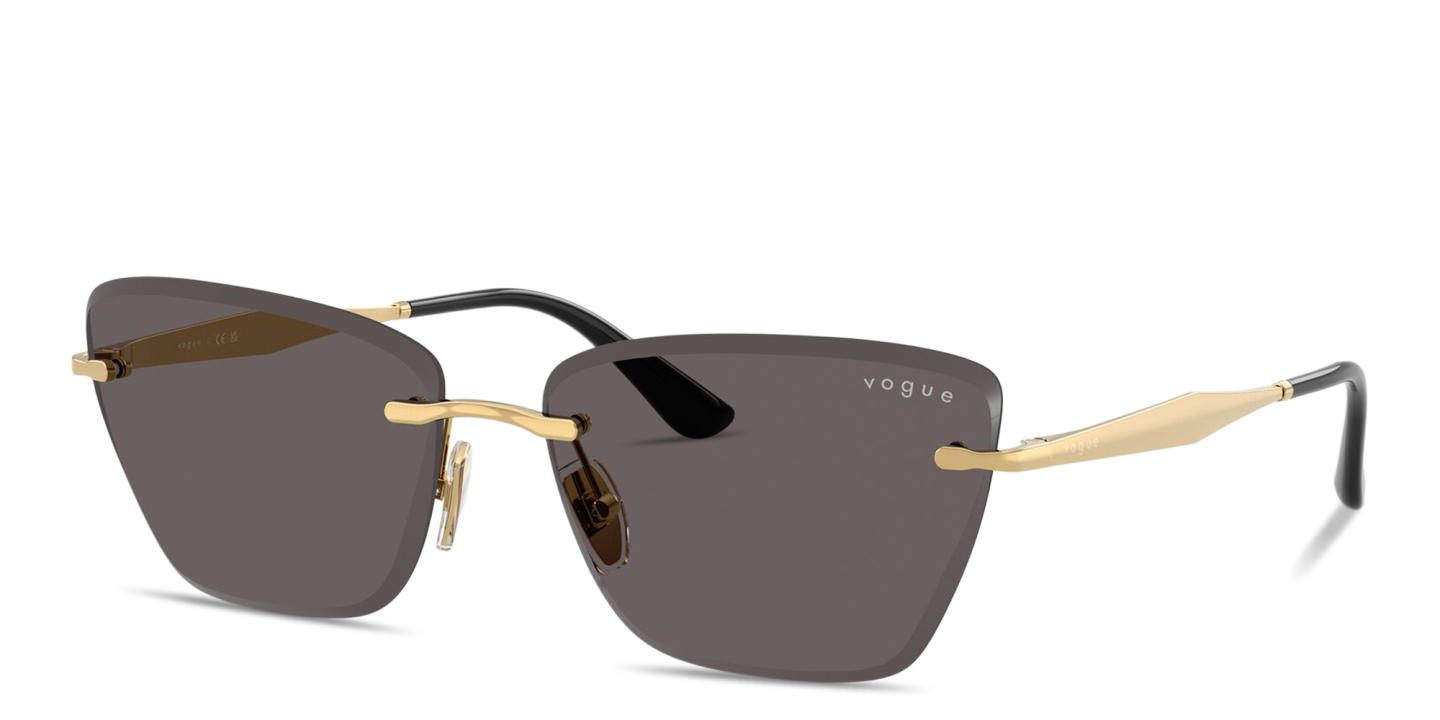 Vogue Eyewear Engraved Logo Rimless Cat-Eye Sunglasses in Gold – Product Photo 1