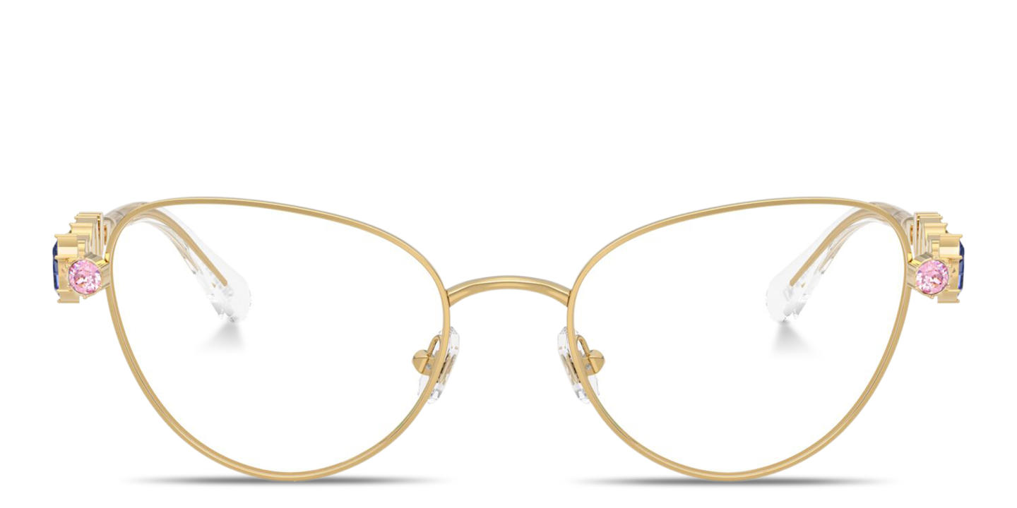 Shop Swarovski Crystal-Embellished Cat-Eye Eyeglasses in Gold online.