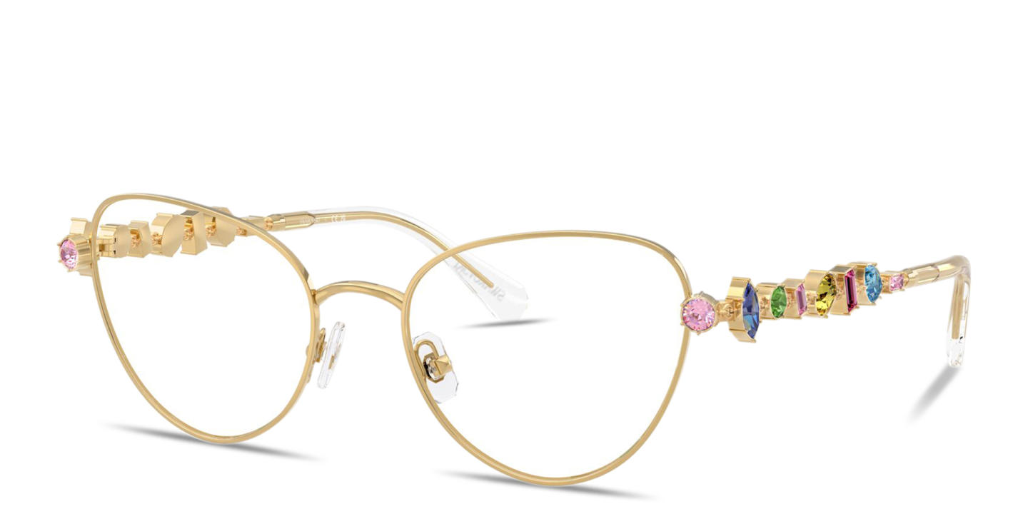 Shop Swarovski Crystal-Embellished Cat-Eye Eyeglasses in Gold online.