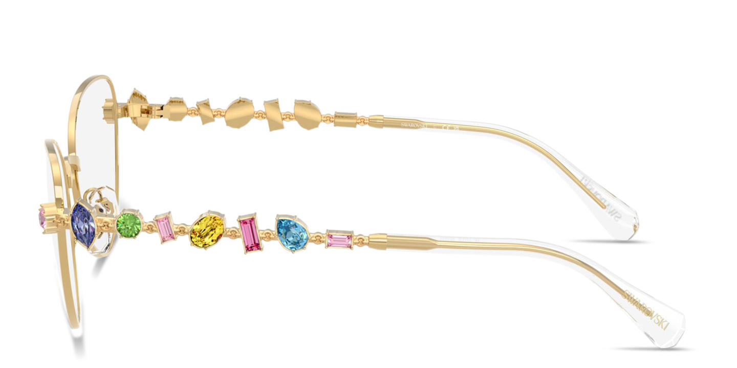 Shop Swarovski Crystal-Embellished Cat-Eye Eyeglasses in Gold online.