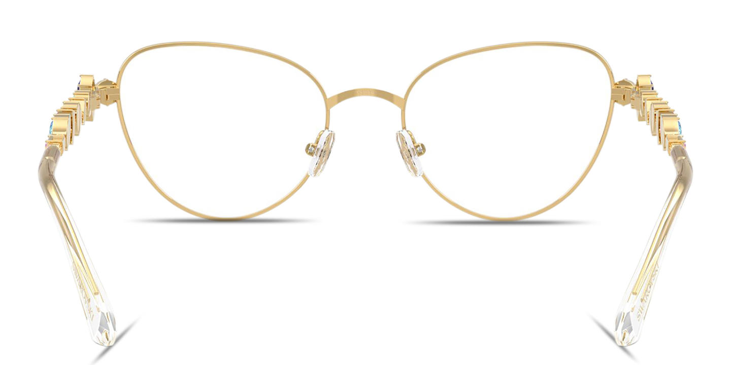 Shop Swarovski Crystal-Embellished Cat-Eye Eyeglasses in Gold online.