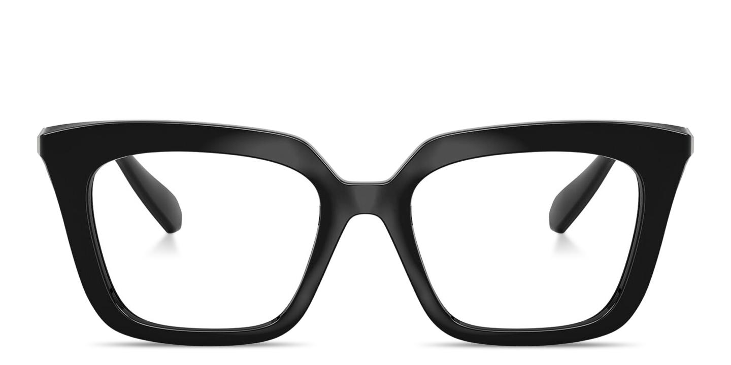 Shop Swarovski Crystal-Embellished Square Eyeglasses in Black online.