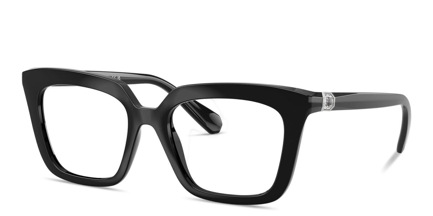 Shop Swarovski Crystal-Embellished Square Eyeglasses in Black online.