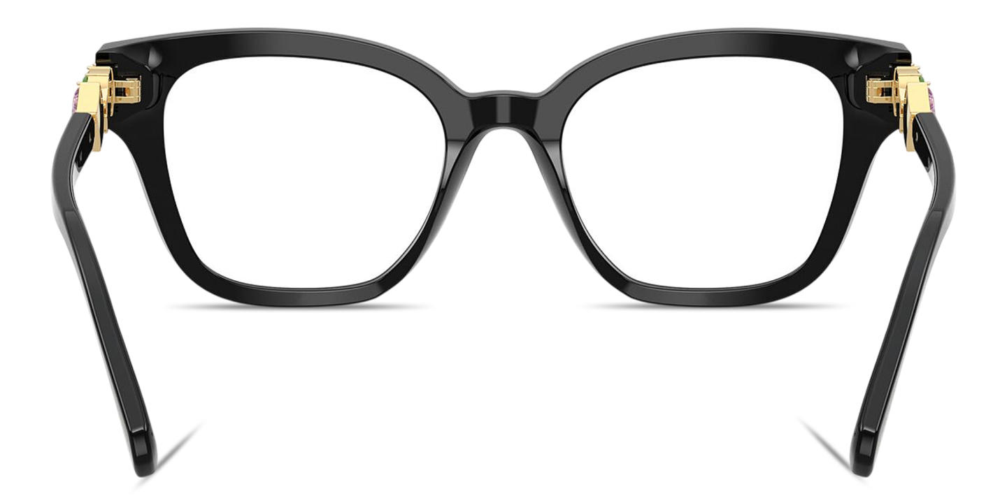 Shop Swarovski Tri-Color Crystal-Embellished Square Eyeglasses in Black online.