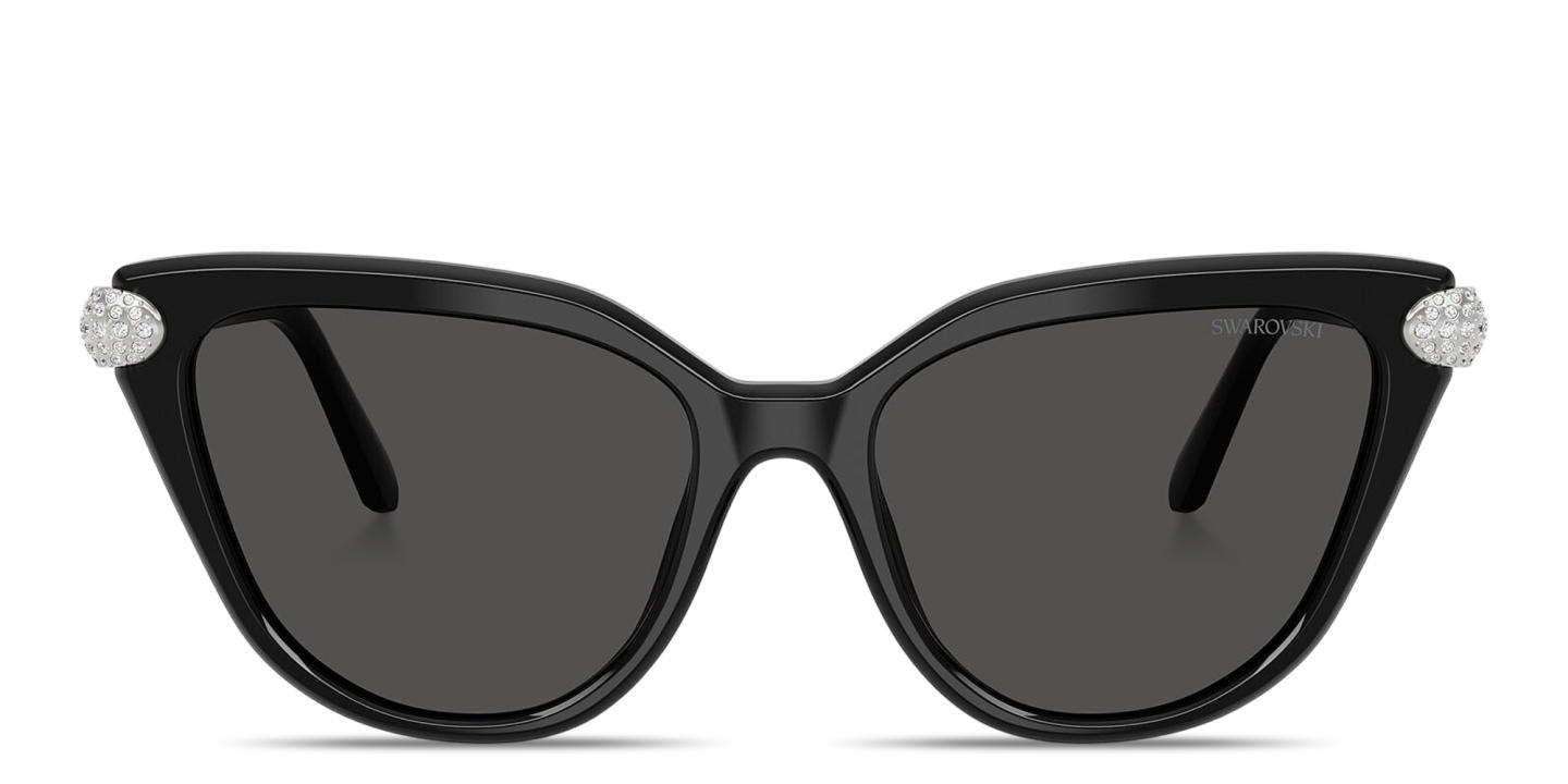 Shop Swarovski Crystal-Embellished Cat-Eye Sunglasses in Black online.