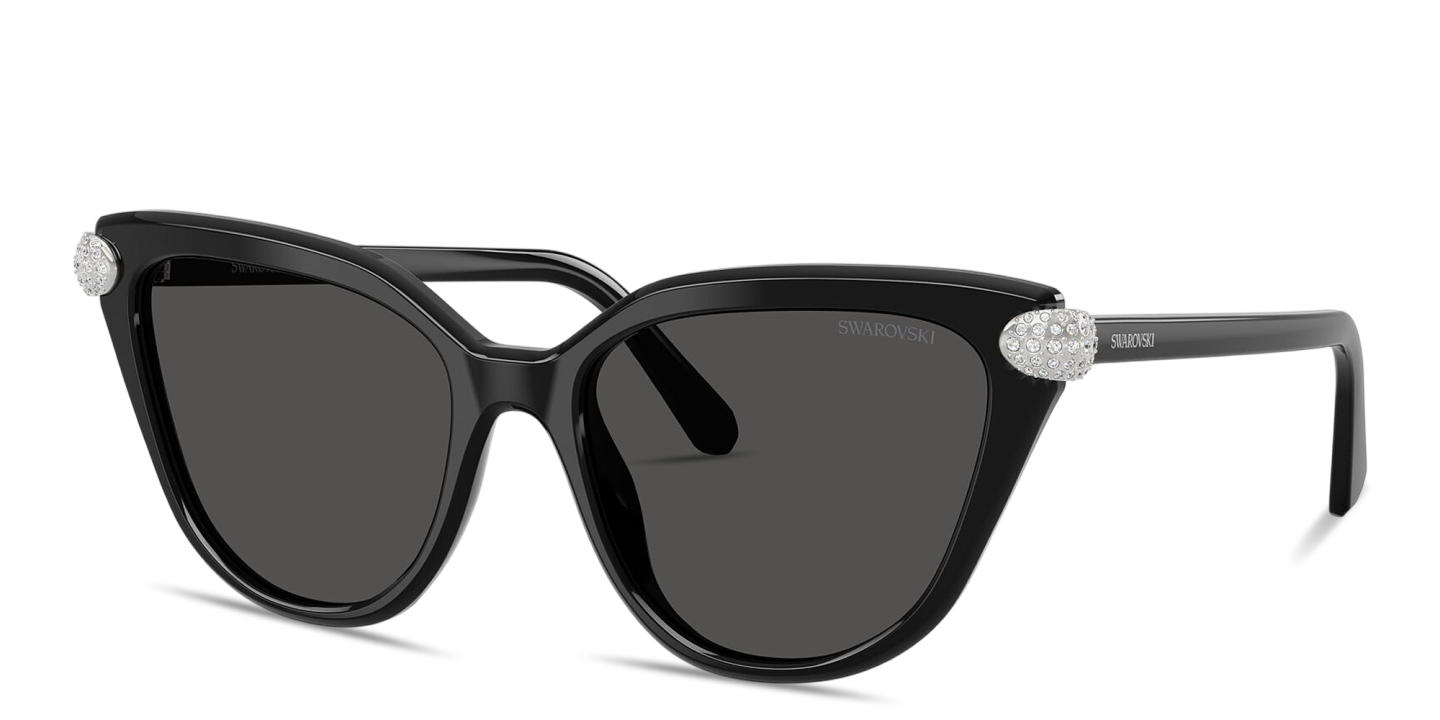 Shop Swarovski Crystal-Embellished Cat-Eye Sunglasses in Black online.