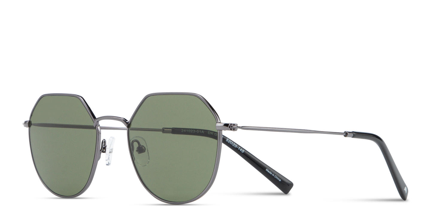 Shop TRICE Logo Irregular Sunglasses in Dark Gunmetal online.