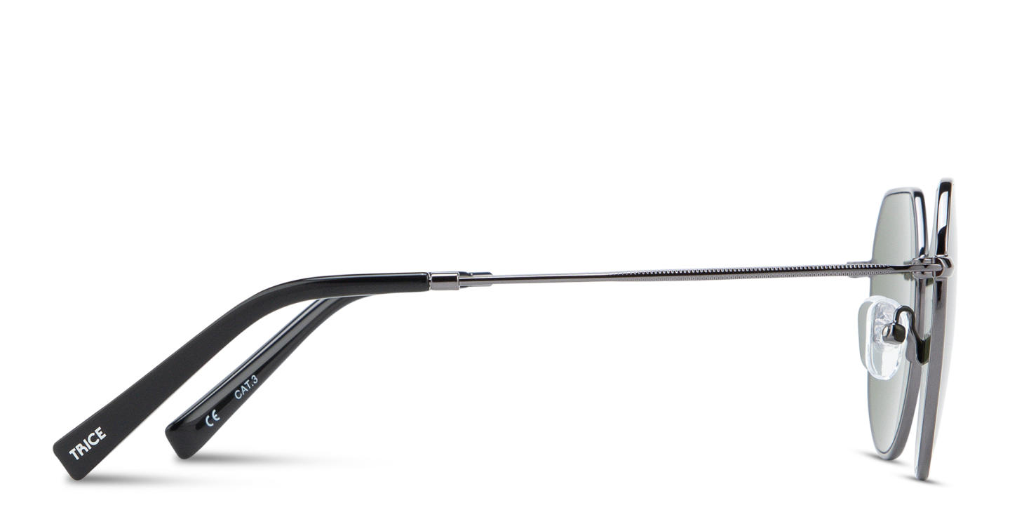 TRICE Logo Irregular Sunglasses in Dark Gunmetal – Product Photo 2