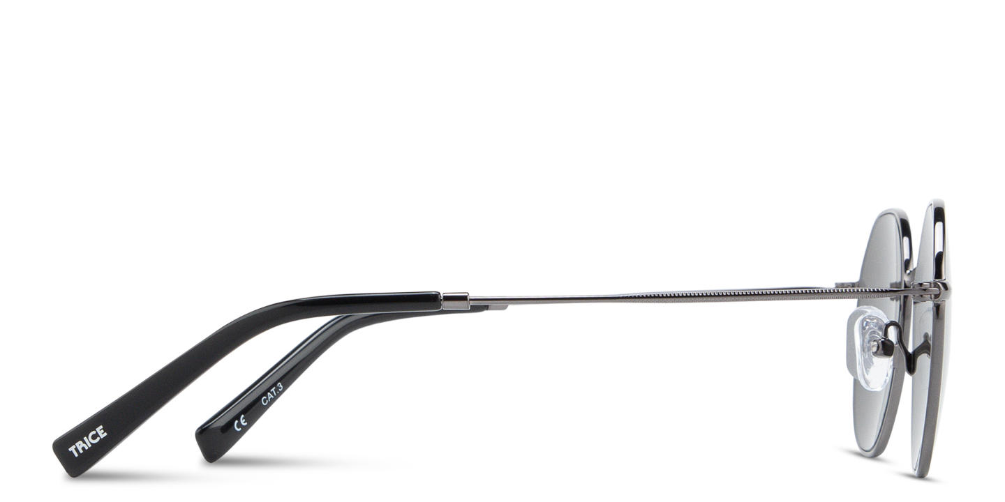 Shop TRICE Logo Irregular Sunglasses in Dark Gunmetal online.