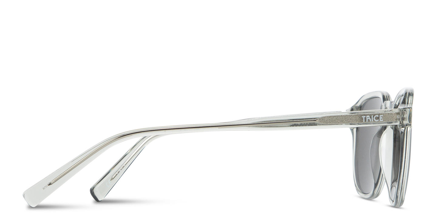 TRICE Logo Square Sunglasses in Transparent Grey – Product Photo 2