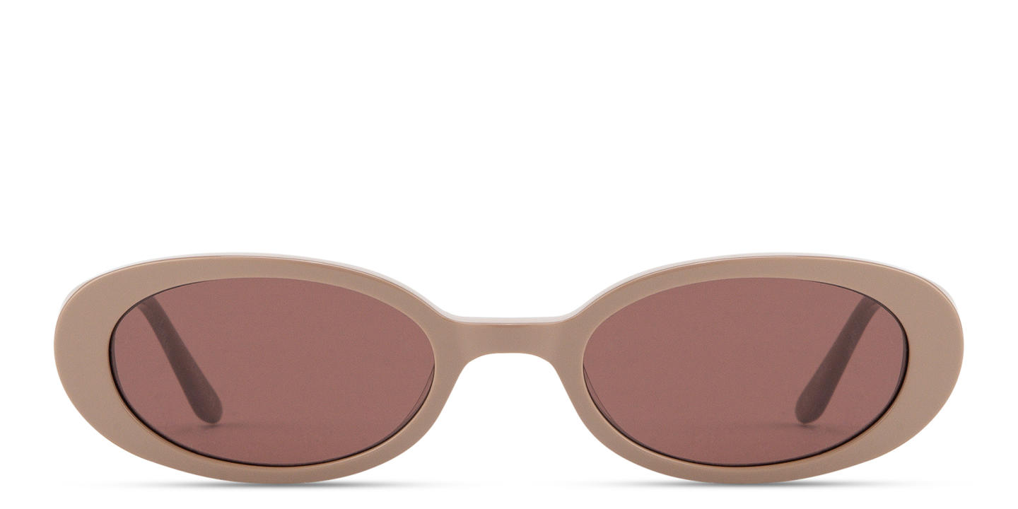 Shop TRICE Logo Oval Sunglasses in Beige online.