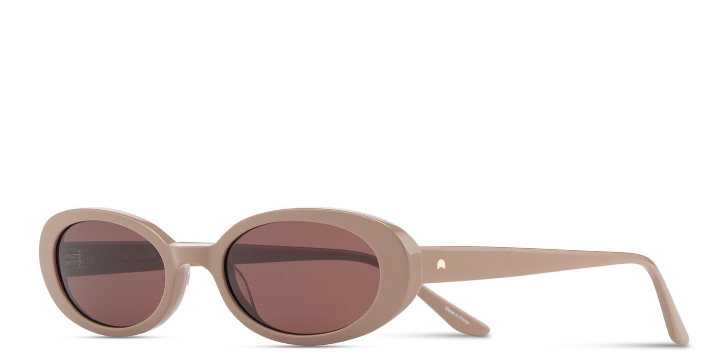 TRICE Logo Oval Sunglasses in Beige – Product Photo 1