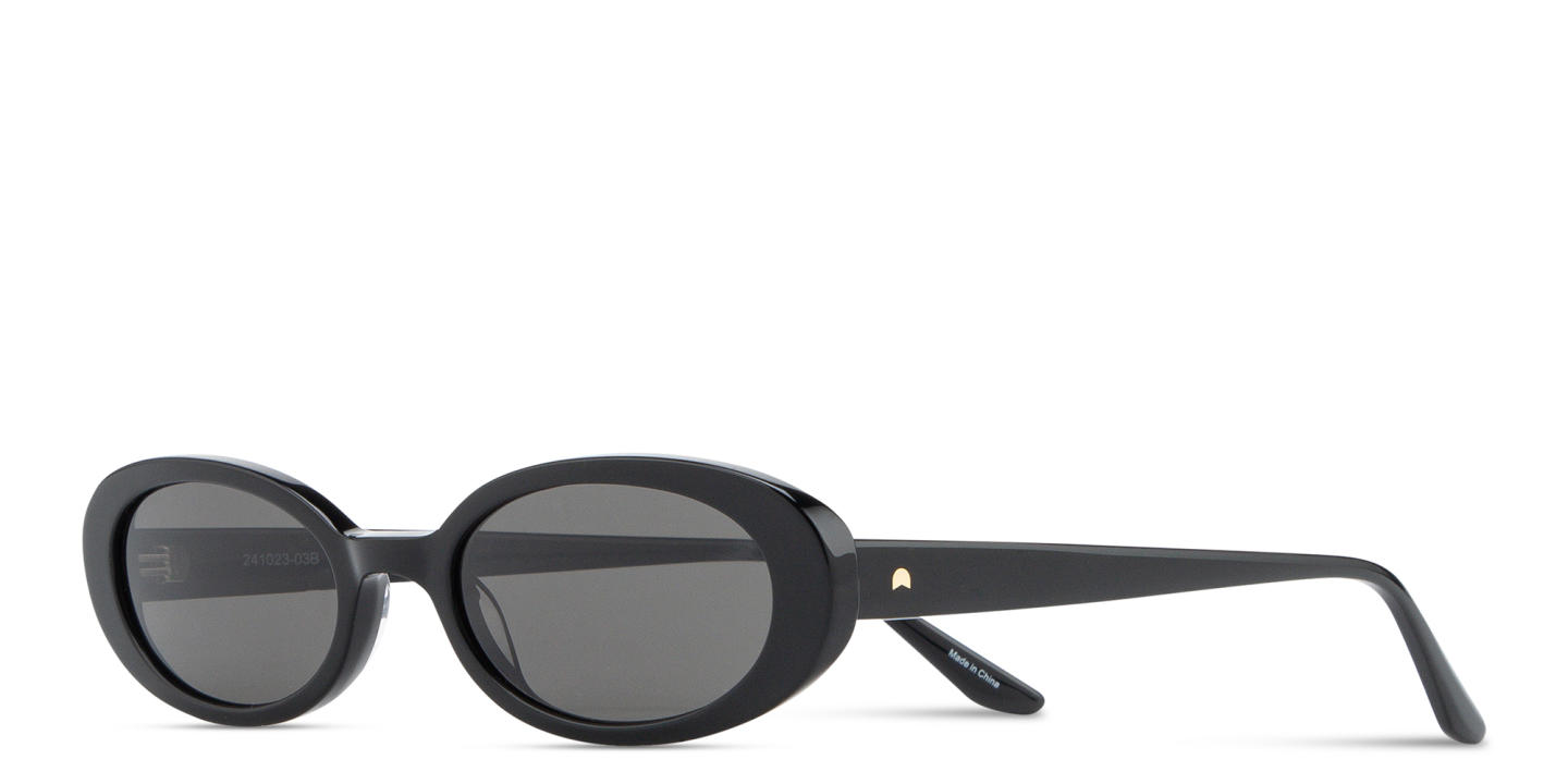 TRICE Logo Oval Sunglasses in Black – Product Photo 1