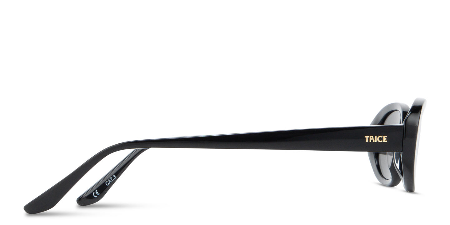 TRICE Logo Oval Sunglasses in Black – Product Photo 2
