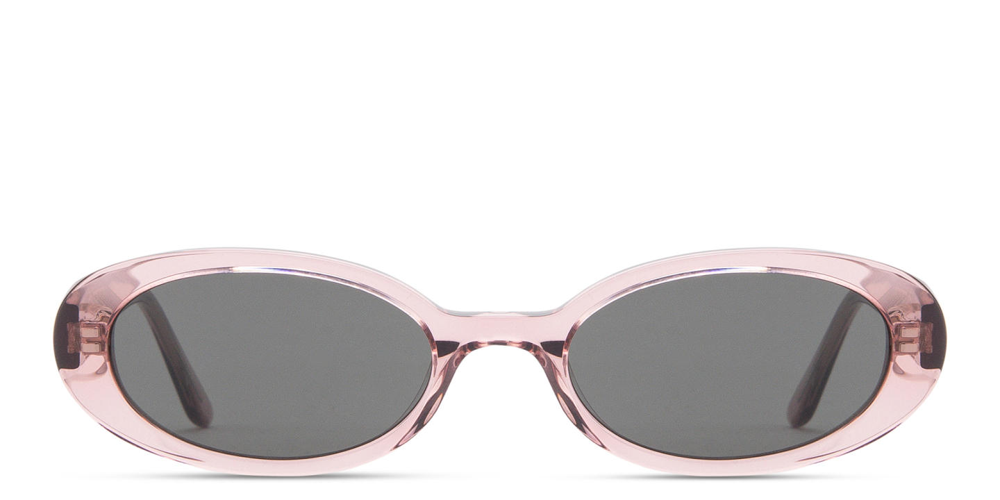 TRICE Logo Oval Sunglasses in Transparent Pink – Product Photo 0