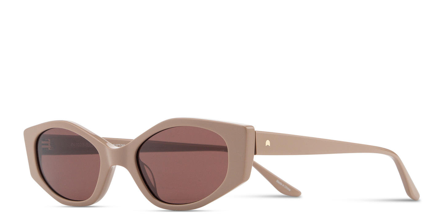 TRICE Logo Irregular Sunglasses in Beige – Product Photo 1