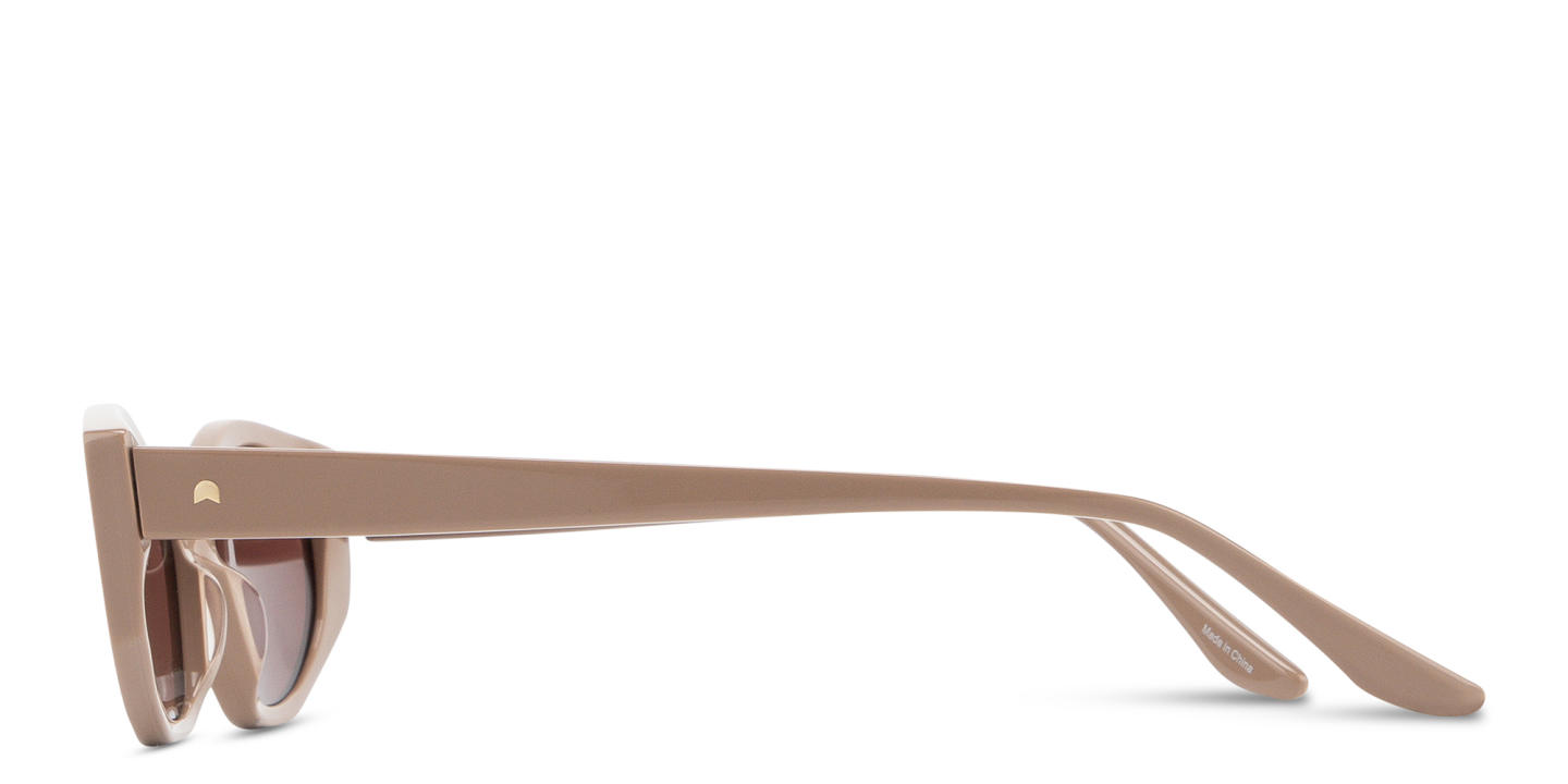 TRICE Logo Irregular Sunglasses in Beige – Product Photo 3