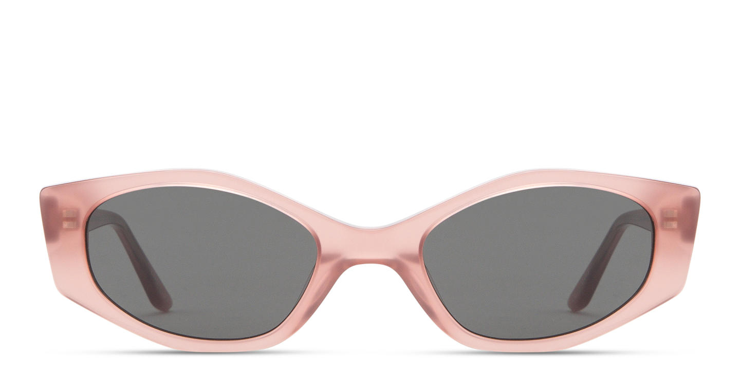 TRICE Logo Irregular Sunglasses in Transparent Pink – Product Photo 0