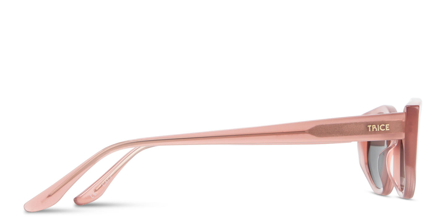 TRICE Logo Irregular Sunglasses in Transparent Pink – Product Photo 2