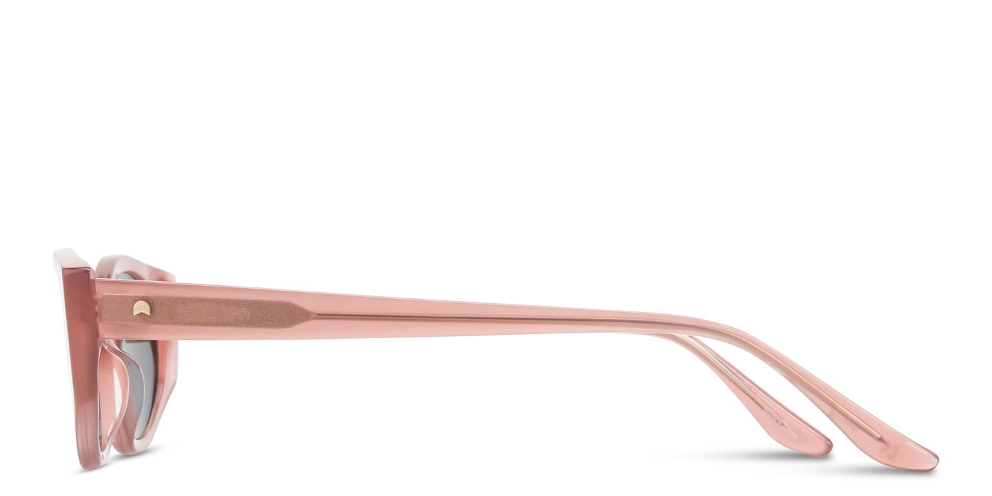 TRICE Logo Irregular Sunglasses in Transparent Pink – Product Photo 3