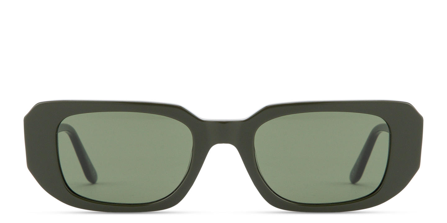 TRICE Logo Rectangle Sunglasses in Green – Product Photo 0