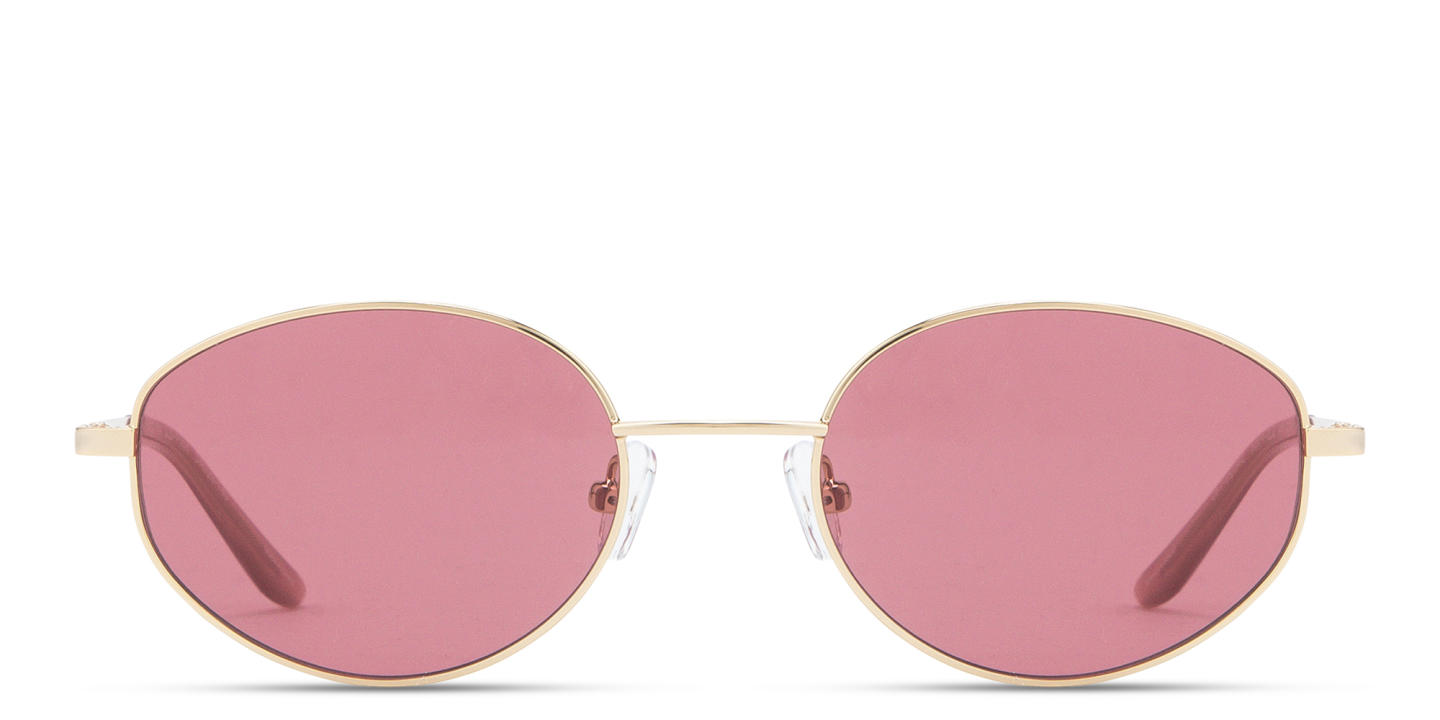 Shop TRICE Engraved Logo Irregular Sunglasses in Gold online.