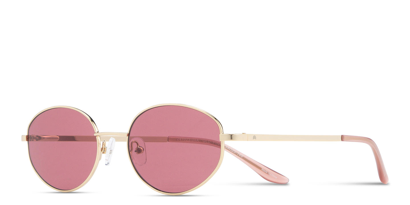 Shop TRICE Engraved Logo Irregular Sunglasses in Gold online.