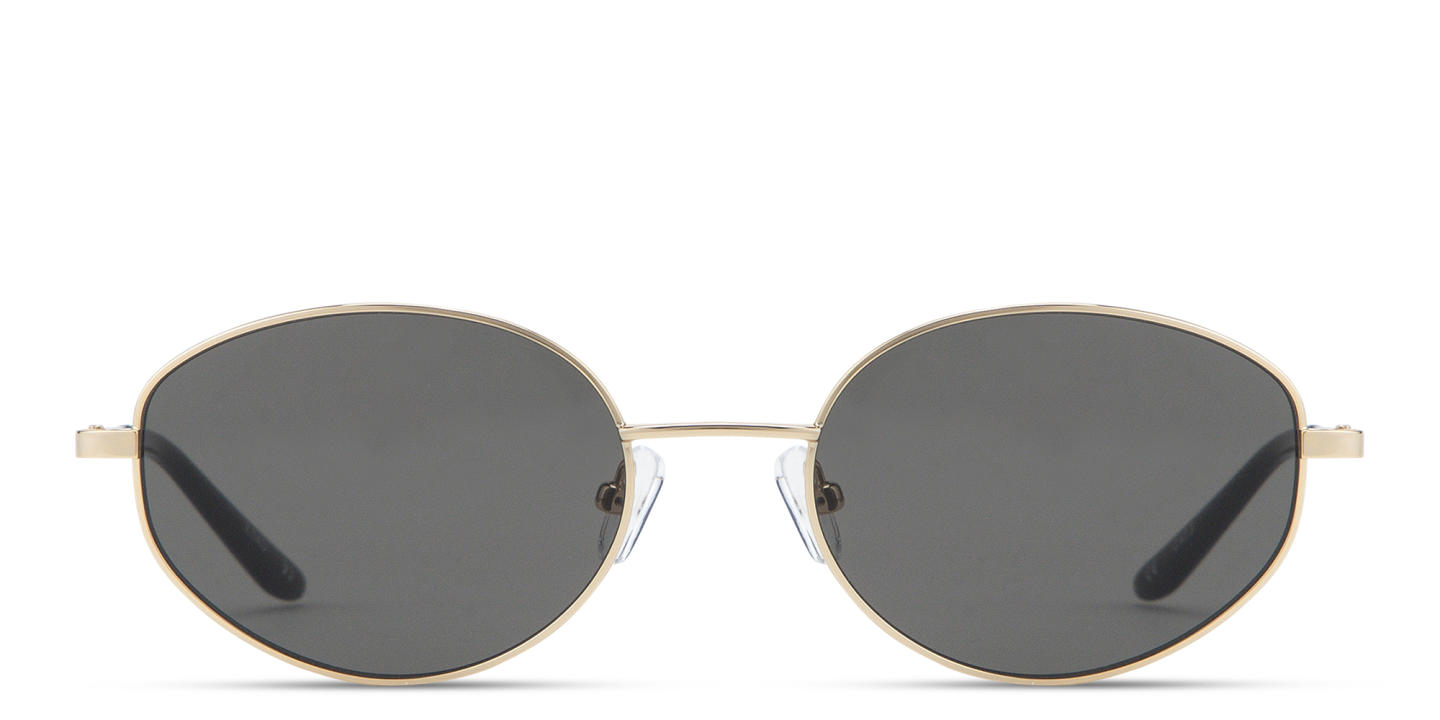 Shop TRICE Engraved Logo Irregular Sunglasses in Gold online.