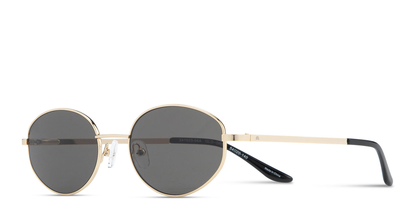 Shop TRICE Engraved Logo Irregular Sunglasses in Gold online.