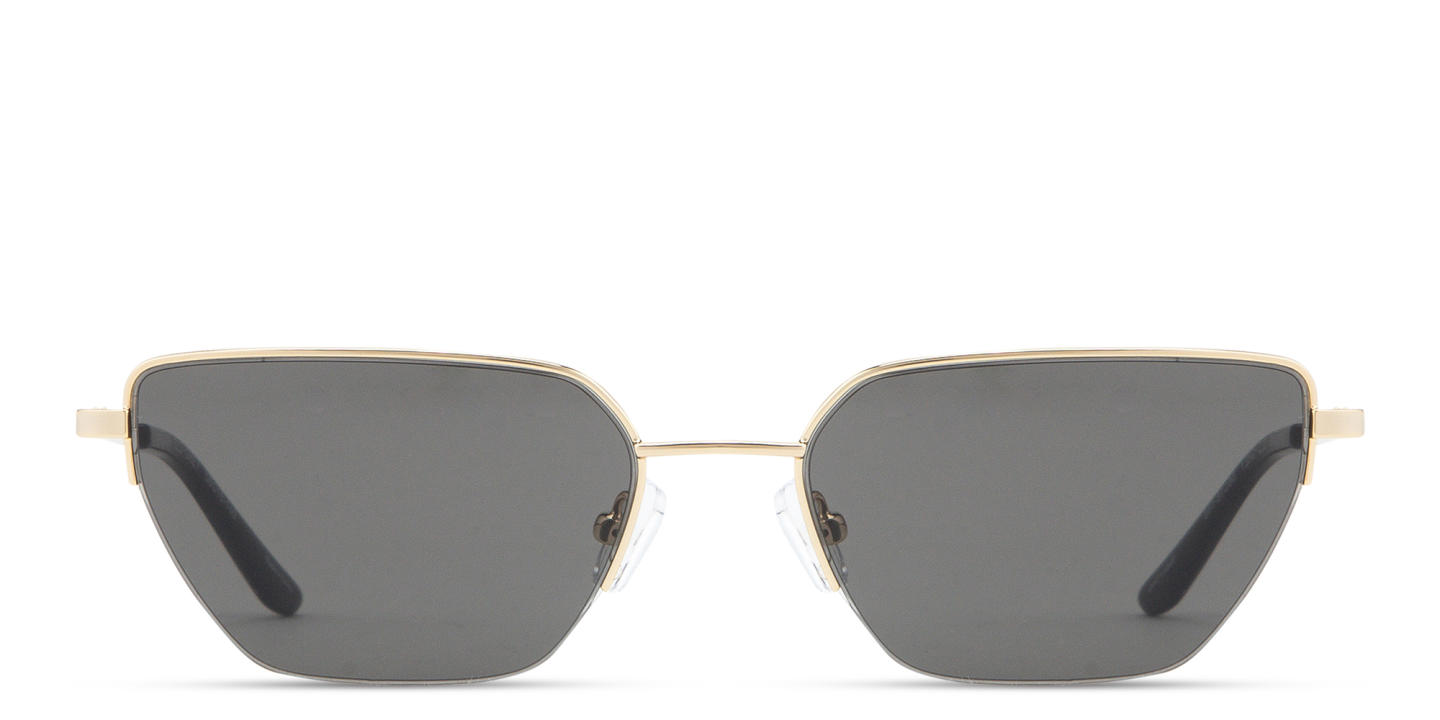 Shop TRICE Engraved Logo Half-Rim Irregular Sunglasses in Gold online.