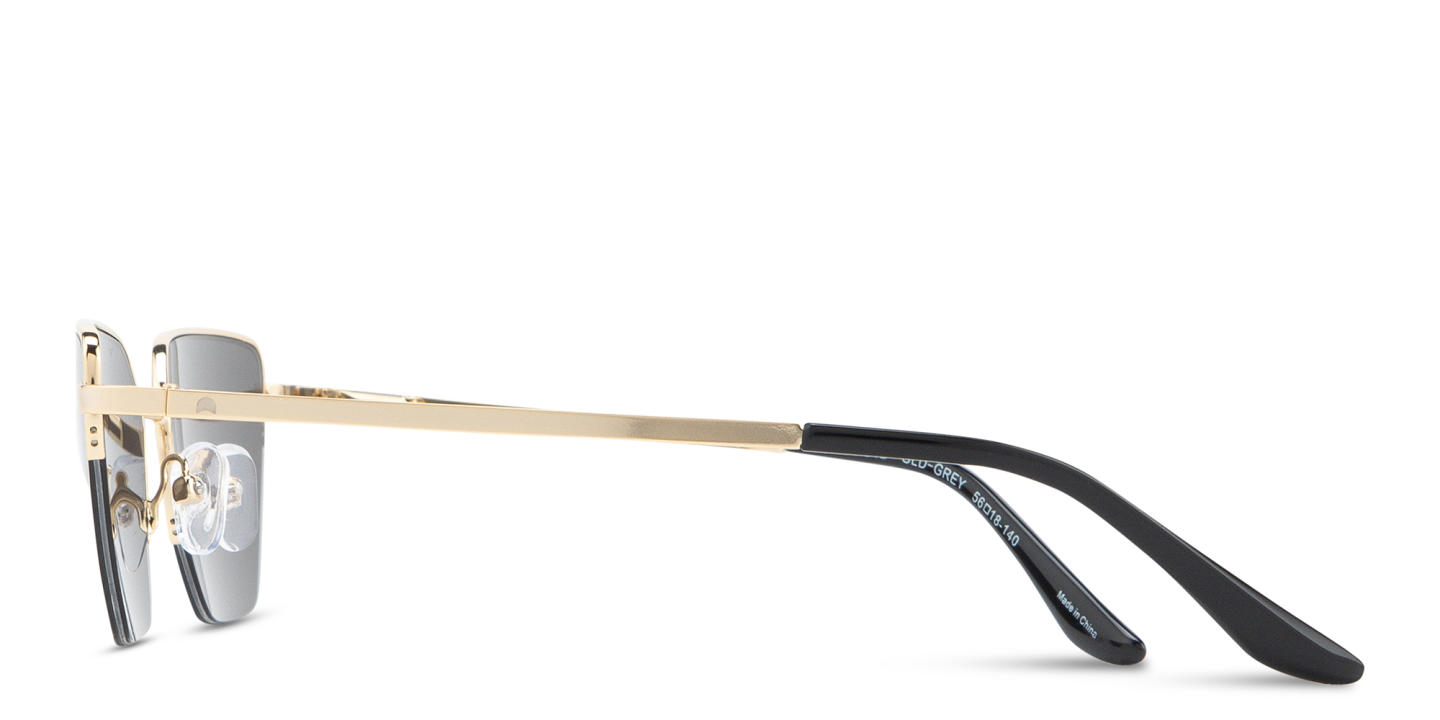 Shop TRICE Engraved Logo Half-Rim Irregular Sunglasses in Gold online.