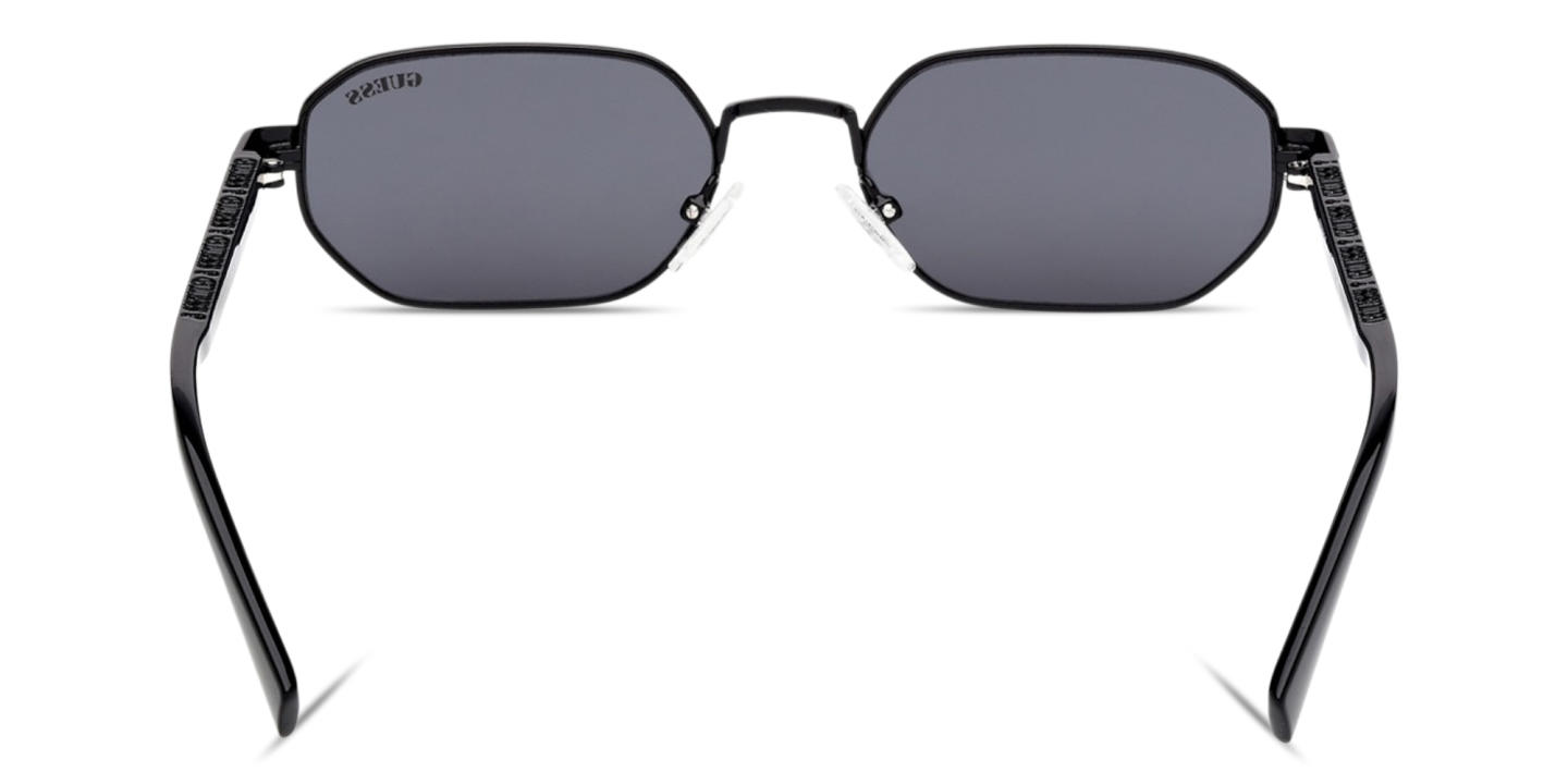 Shop Guess Engraved Logo Unisex Irregular Sunglasses in Black online.
