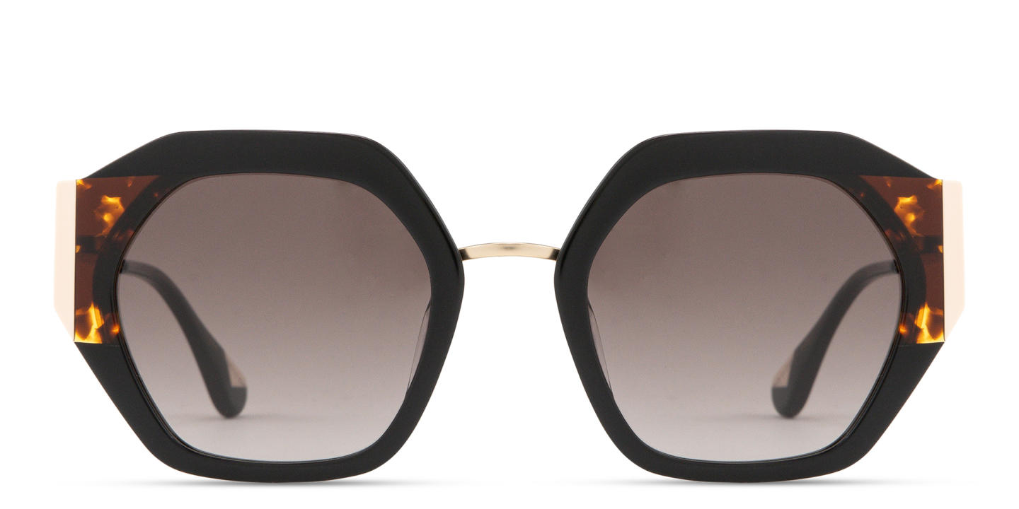Shop Woodys Ariadna Irregular Sunglasses in Black online.