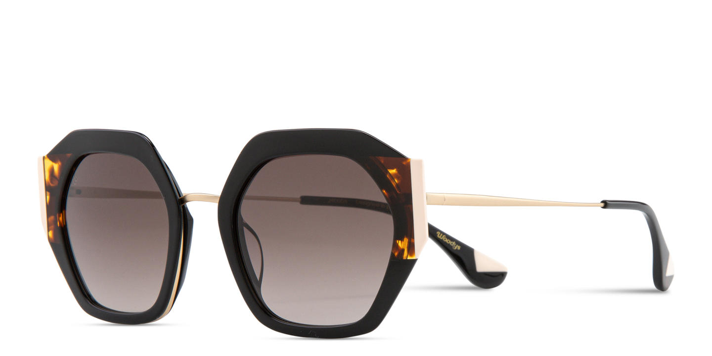 Shop Woodys Ariadna Irregular Sunglasses in Black online.