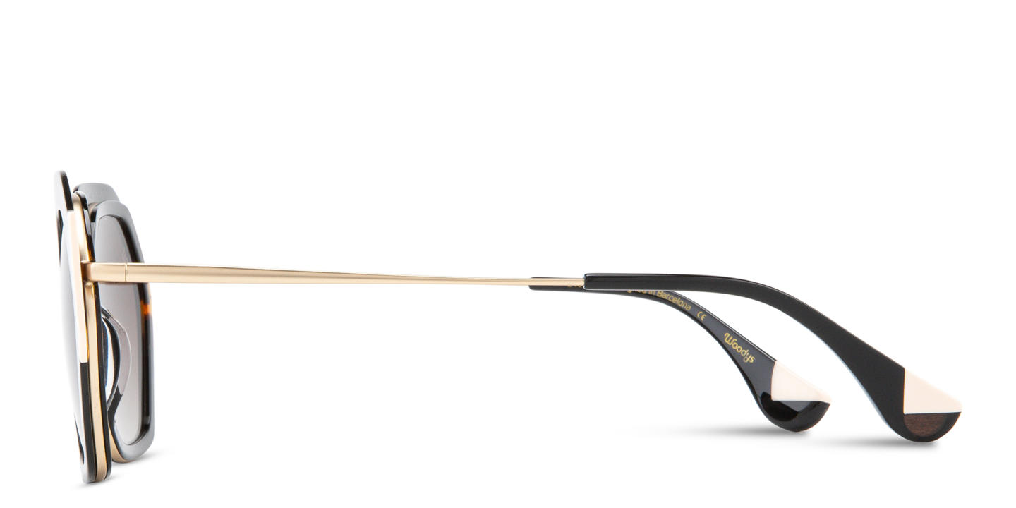 Shop Woodys Ariadna Irregular Sunglasses in Black online.