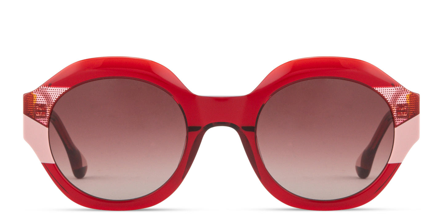 تسوق نظارات شمسية ڤاليريا بإطار دائري ووديز بلون أحمر أونلاين.