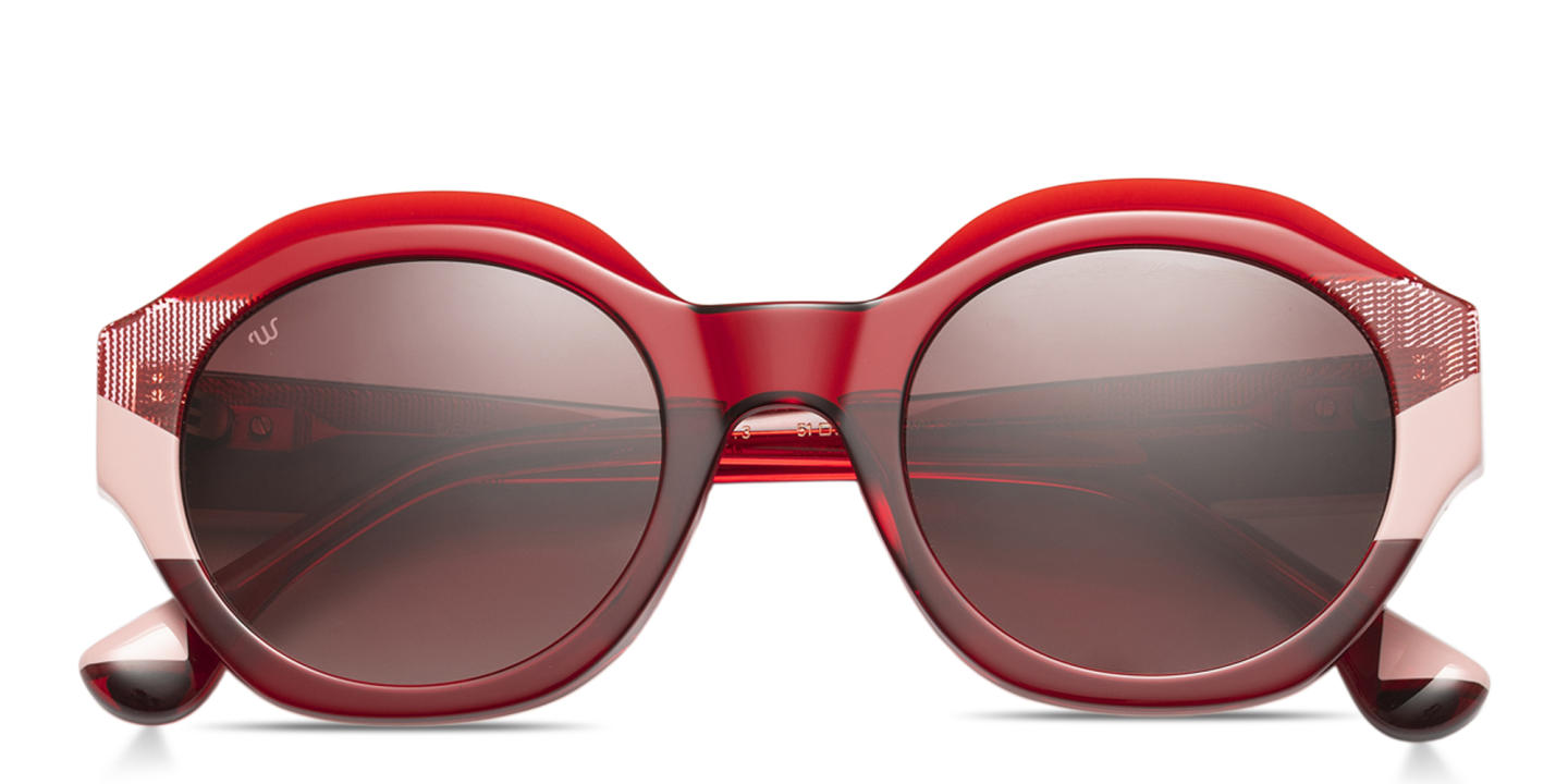Shop Woodys Valeria Round Sunglasses in Red online.