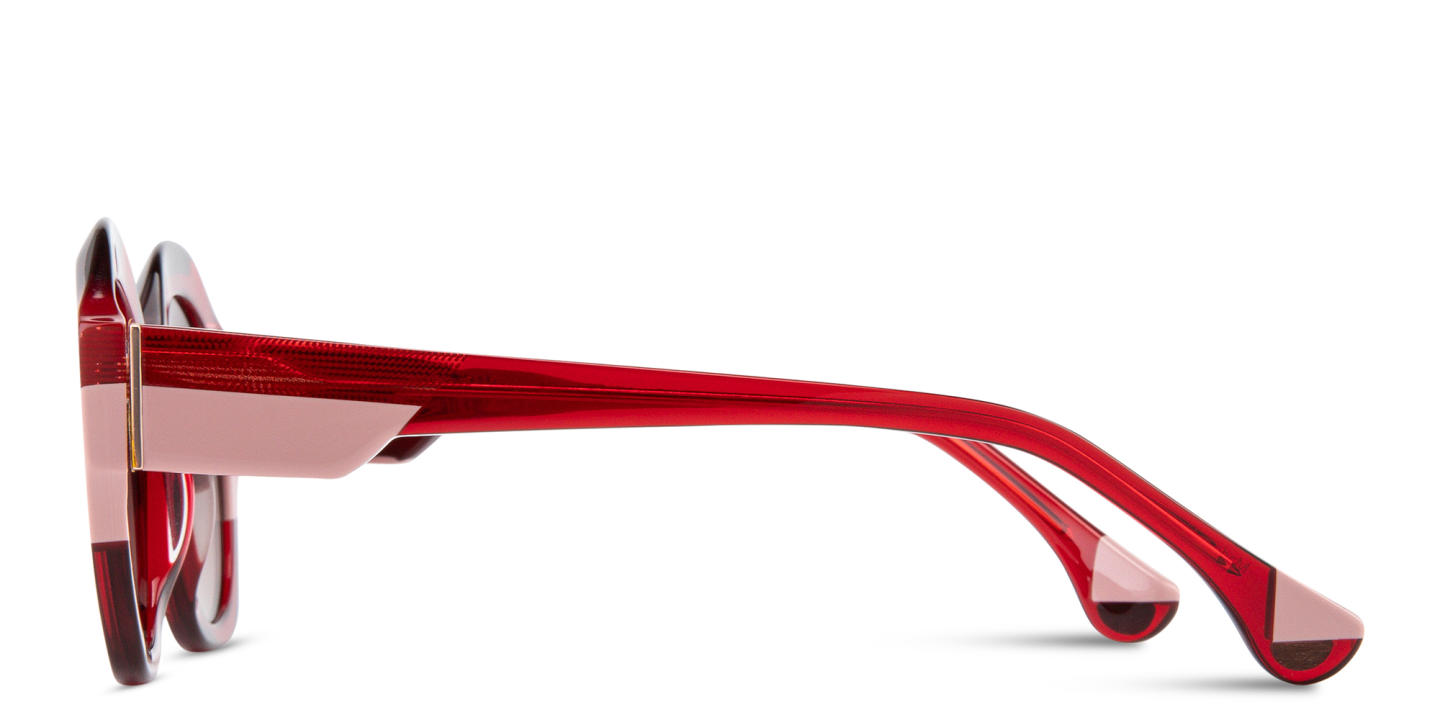 Shop Woodys Valeria Round Sunglasses in Red online.
